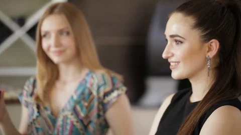Young people in the restaurant spend time and talking Stock Footage 77158908