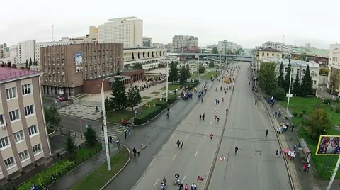 Young people run a marathon Stock Footage 65232910