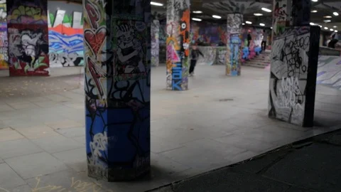 Young people Skateboarding using the skate park Southbank Center, London, UK. Stock Footage 105357909