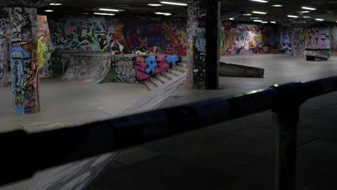 Young people Skateboarding using the skate park Southbank Center, London, UK. Stock Footage 105358189