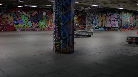 Young people Skateboarding using the skate park Southbank Center, London, UK. Stock Footage 105358239