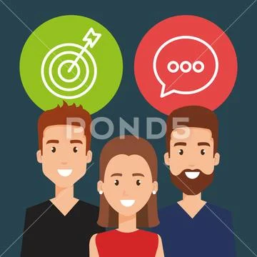Young people with social media icons Stock Illustration