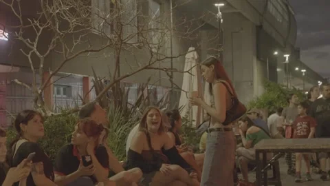 Young people spending their evening in Buenos Aires, Argentina Stock Footage 345138132