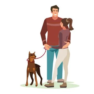 Young people stood in a friendly hug Stock Illustration