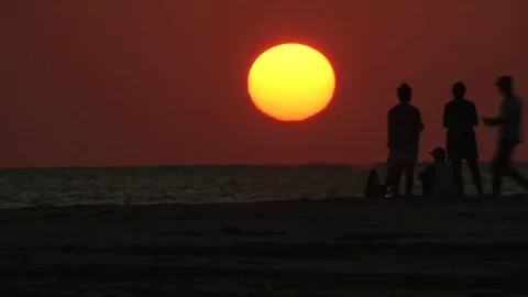 Young people in sunset Stock Footage