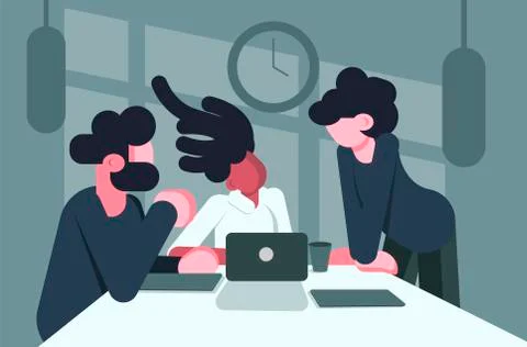 Young people talking at workplace Stock Illustration