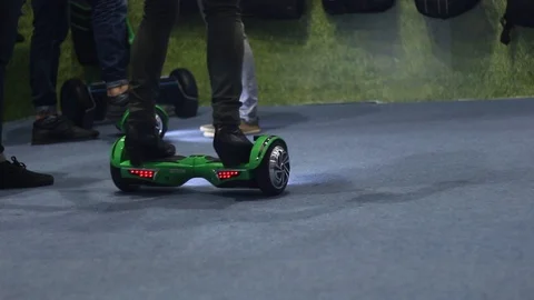 Young People Test Segways Stock Footage 87136389