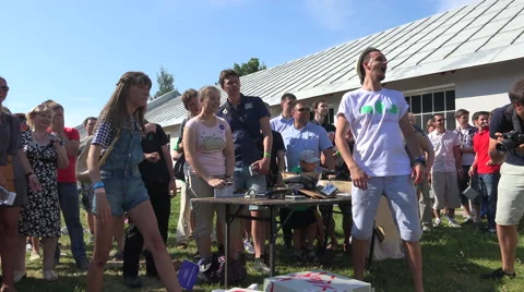 Young people throw computing devices. 4K. Stock Footage 40739207