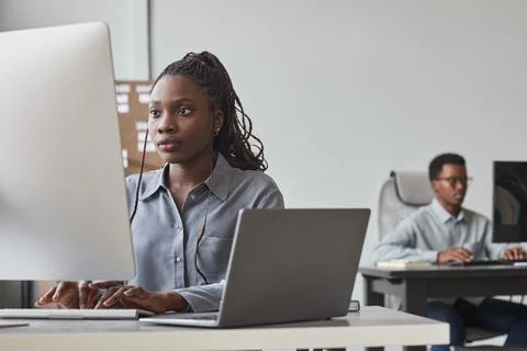 Young People Using Computer at Work 스톡 사진