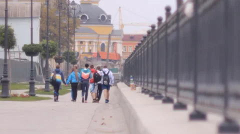 Young people walking Stock Footage 31398349