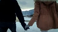Young People Walking In The Winter Mountains Stock Footage