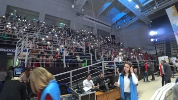 Young people waving flashlights from the phone Stock Footage 85477448