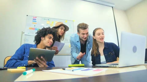 Young people work at office Video stock 60787079