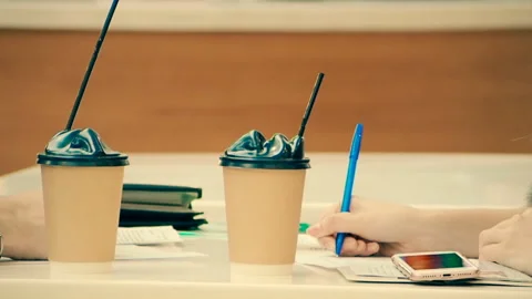 Young people working at cafe. Stock Footage 103970305