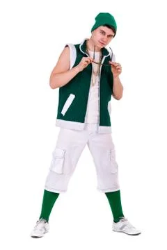 Young performer posing isolated on the white Stock Photos
