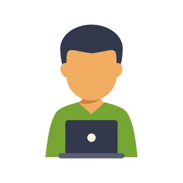 Young person working with laptop computer indoors Illustrazione stock