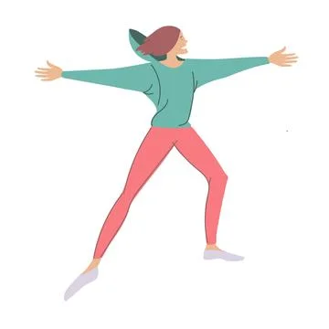 A young physically active girl does exercises Illustrazione stock
