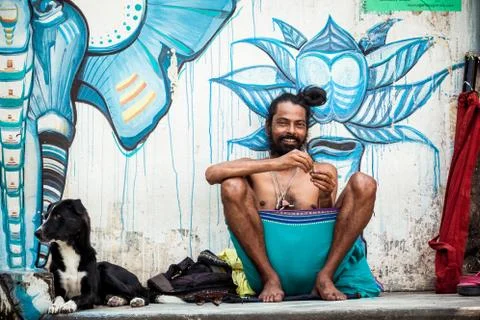 Young pilgrim in Rishikesh, India Stock Photos