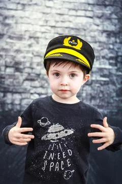 Young pilot boy needs space Stock Photos
