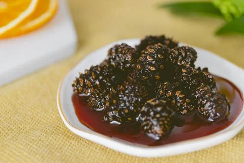Young pine cones jam. Useful and tasty dessert. Traditional Siberian dessert Stock Photos