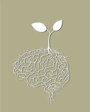 Young plant with brain root, vector. Stock Illustration