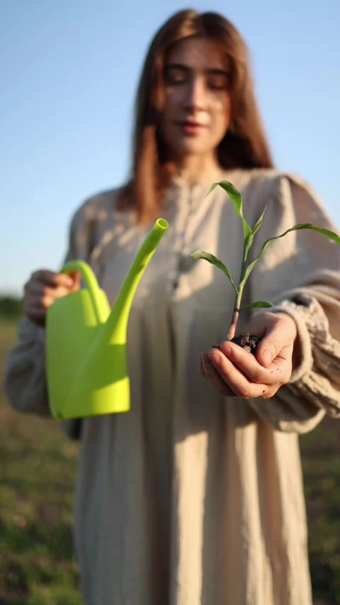 Young plant in caring hands Stock-Footage 337941336