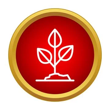 Young plant growing from soil round icon Stock Illustration