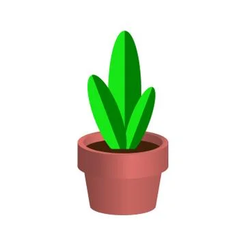 Young plant in a pot. Vector flat design. Isolated object on white. Icon Imag Stock Illustration