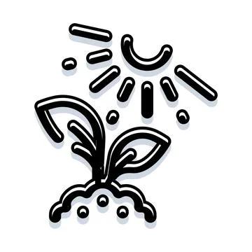 Young plant sprouting from soil under sun light Stock Illustration