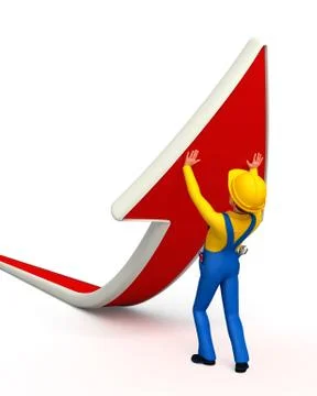 Young plumber with arrow Stock Illustration