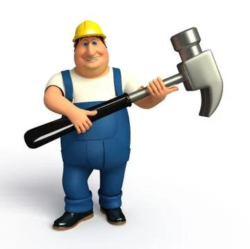 Young Plumber with hammer Stock Illustration
