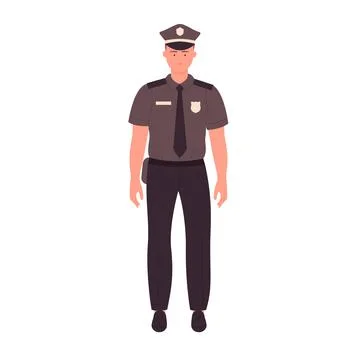 Young policeman in standing pose Stock Illustration