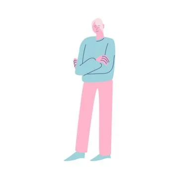 Young positive man standing in queue and waiting for his turn Stock Illustration
