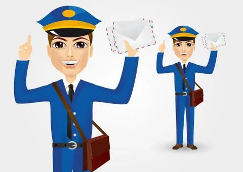 Young postman with envelopes Illustrazione stock