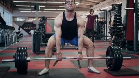 Young powerlifter in gym 動画素材 148296435