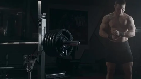 Young powerlifter in gym Stock Footage 149948180