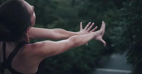 Young pretty female dancer practising dance in nature 4K 動画素材 54801256