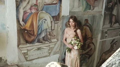 Young pretty female model posing expressively looking straight to the camera. Stock Footage 74184465