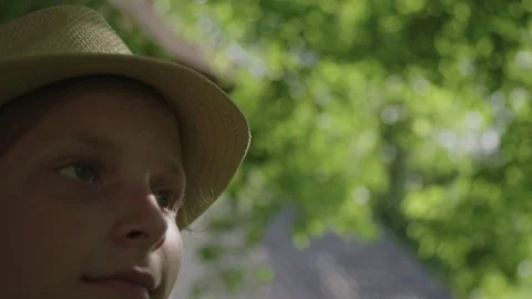 Young pretty lady with hat close up Video stock 76737000