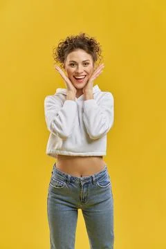 Young pretty model posing, smiling. Stock Photos