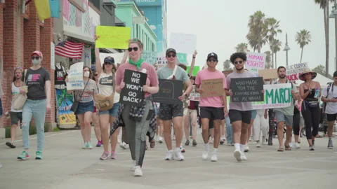 Young Pro-Choice Protesters Marching Stock Footage 220361958