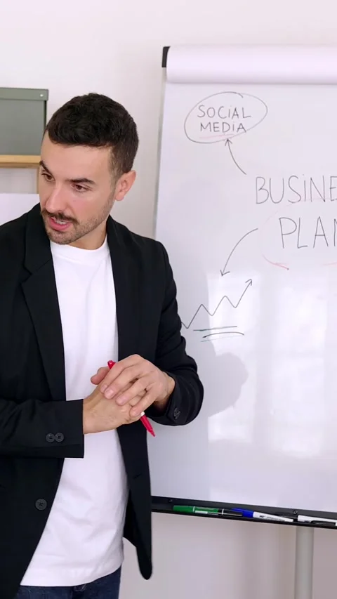 Young professional businessman making a presentation to his colleagues in office Stock Footage 287653633