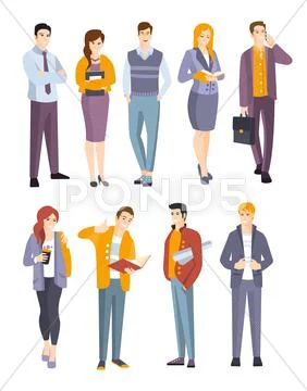 Young Professional Confident People Set Stock Illustration