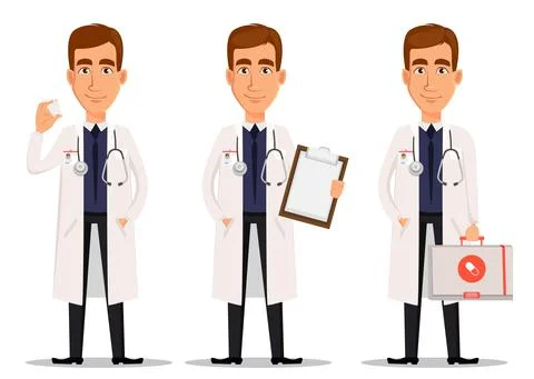 Young professional doctor, set Stock Illustration