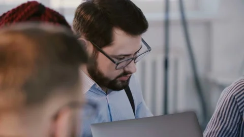 Young professional handsome Caucasian developer businessman working together Stock Footage 106252423