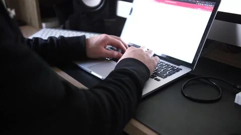 Young Professional Male Typing Notes and Working from Home Office Stock Footage 148144777