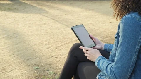 Young Professional on Park Tablet Chat. Stock Footage 310631696