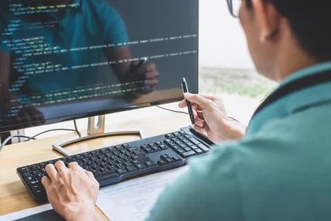 Young Professional programmer working at developing programming and website.. 写真素材