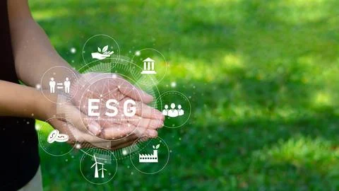 Young professionals ready to use the technology of ESG renewable resources .. Stock Photos