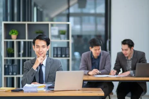 Young Professionals work in modern office, Businessman people working on 스톡 사진